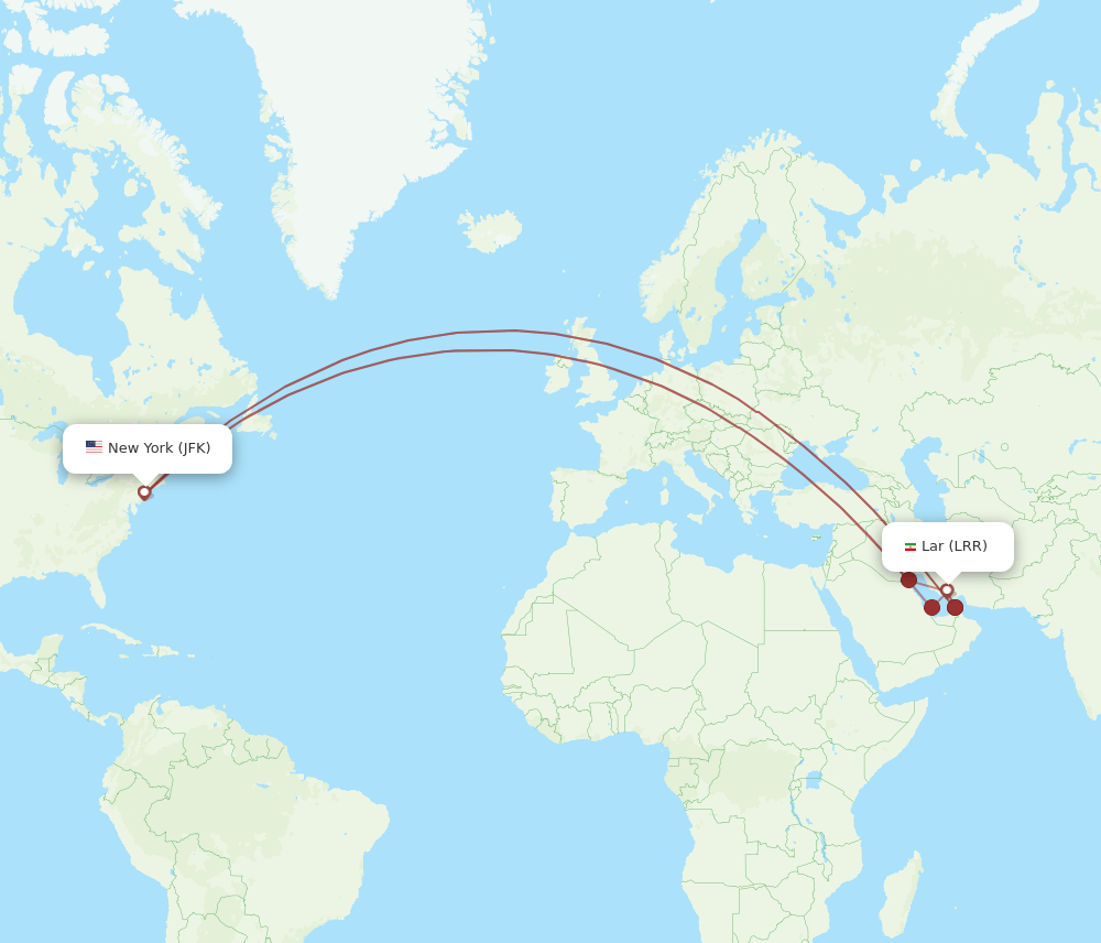 JFK-LRR flight routes