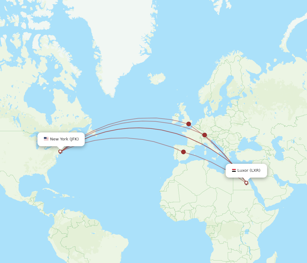 JFK-LXR flight routes