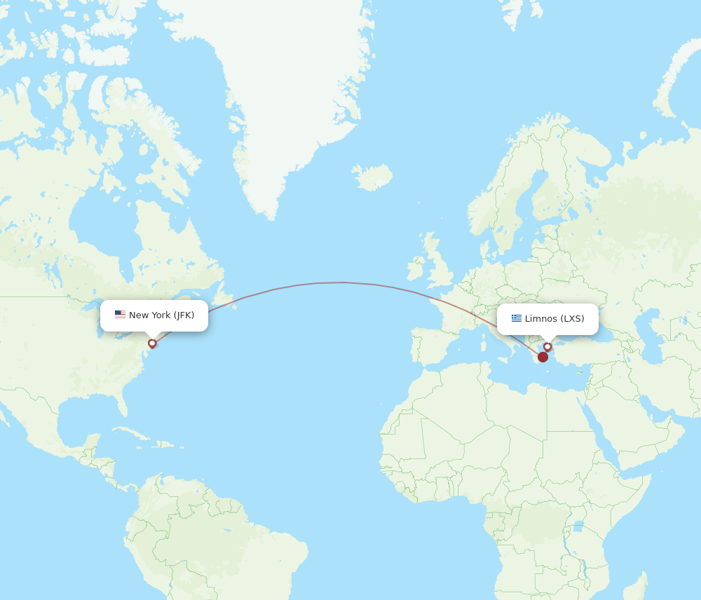 JFK-LXS flight routes