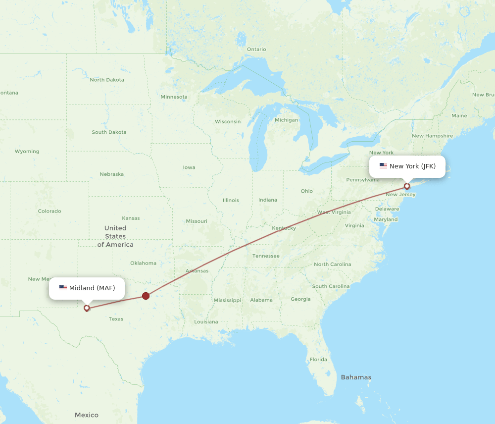 JFK-MAF flight routes