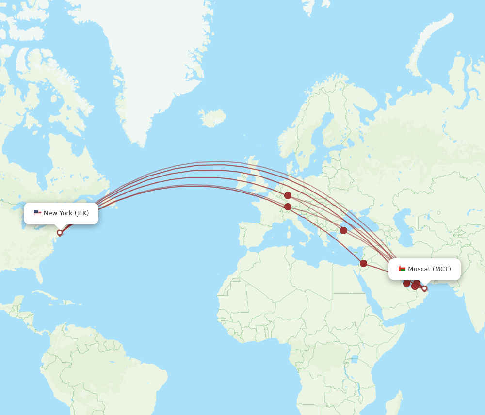 JFK-MCT flight routes