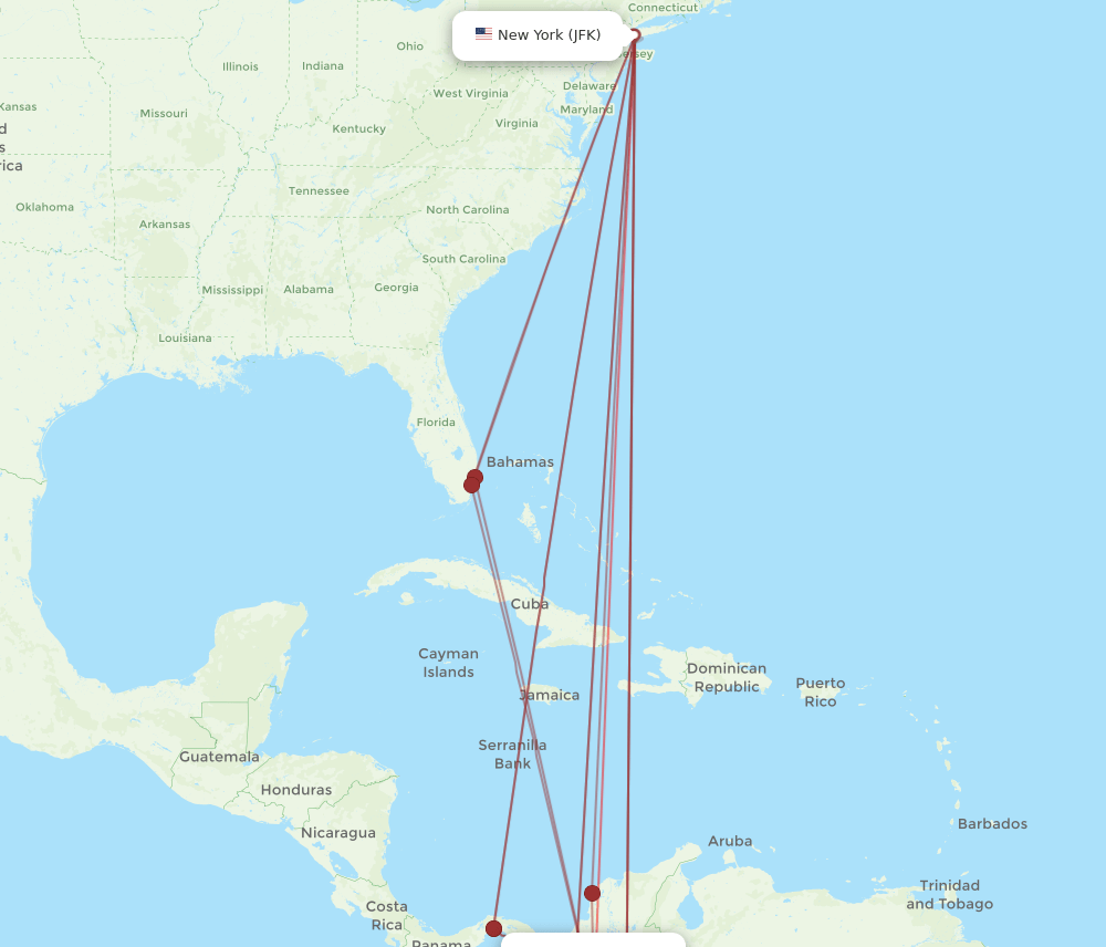 JFK-MDE flight routes