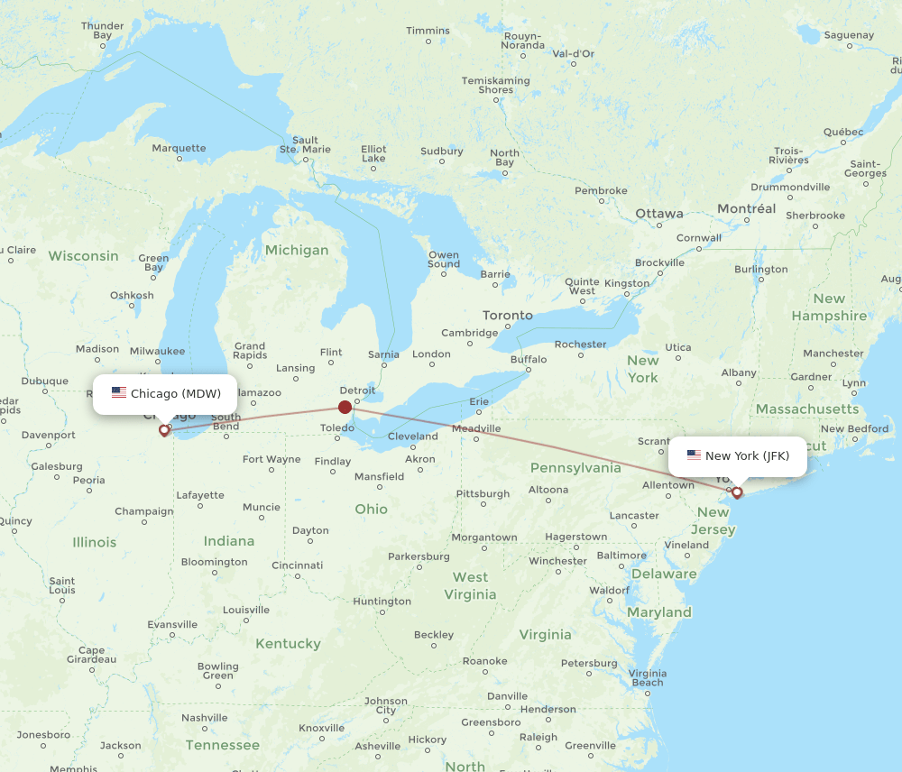 JFK-MDW flight routes