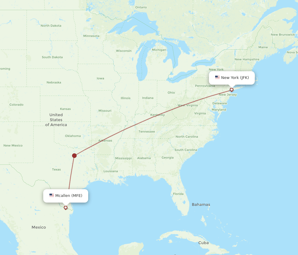 JFK-MFE flight routes