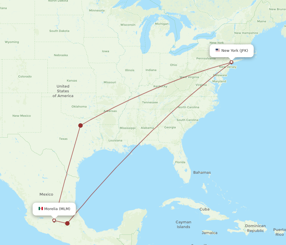 JFK-MLM flight routes