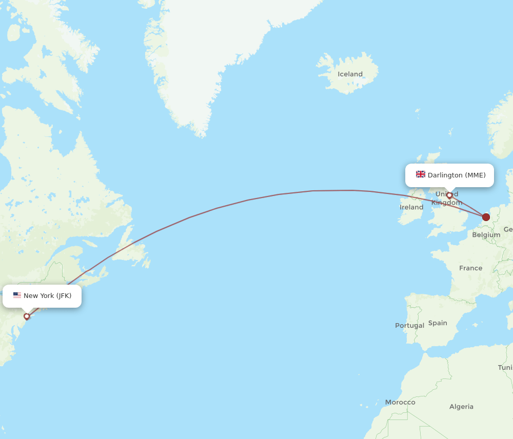 JFK-MME flight routes