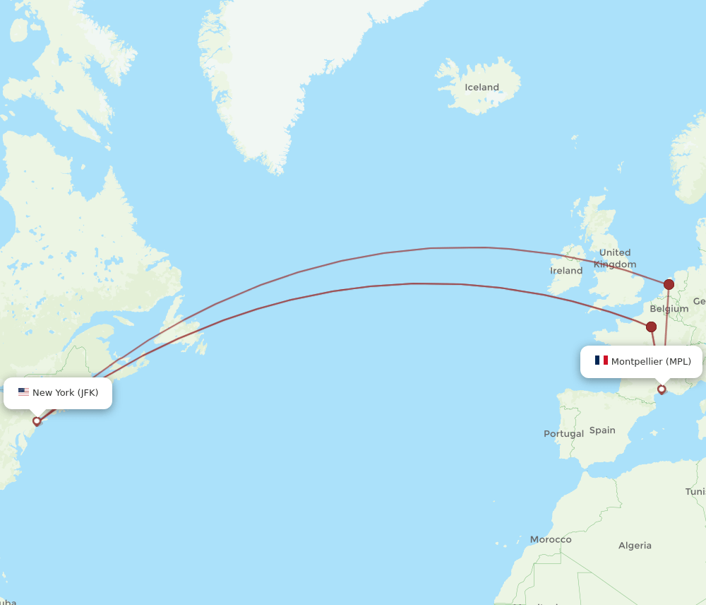 JFK-MPL flight routes
