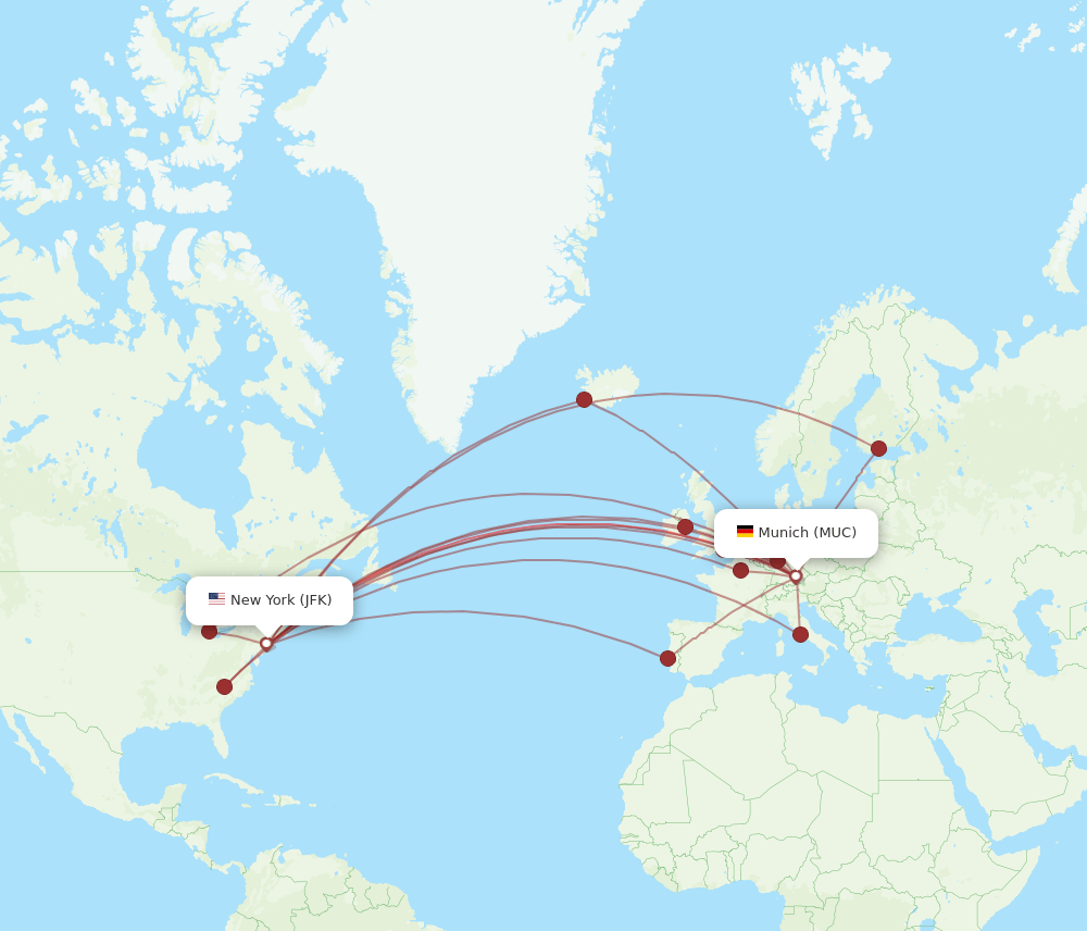 JFK-MUC flight routes