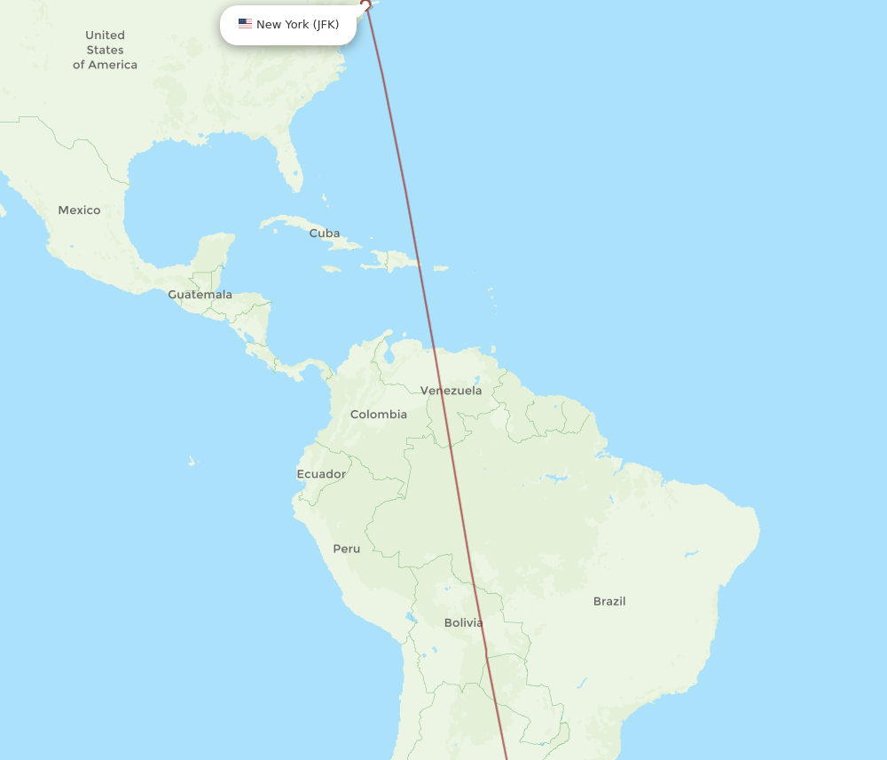 New York - Neuquen route map and flight paths