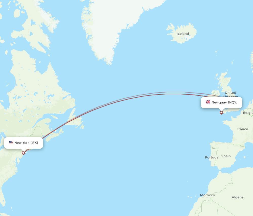JFK-NQY flight routes