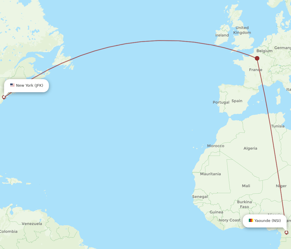 JFK to NSI flights and routes map