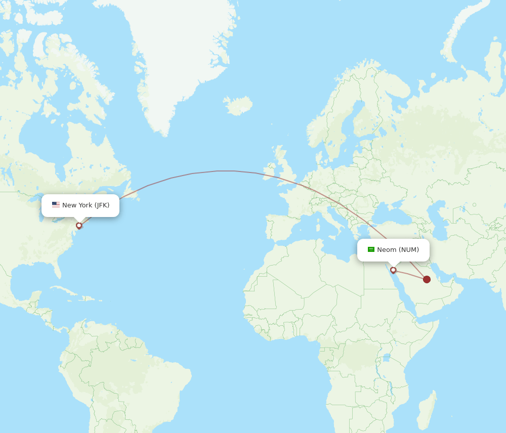 JFK-NUM flight routes