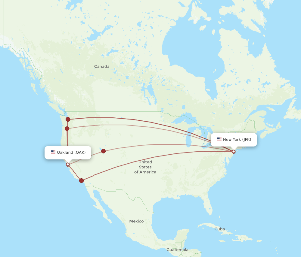 JFK-OAK flight routes