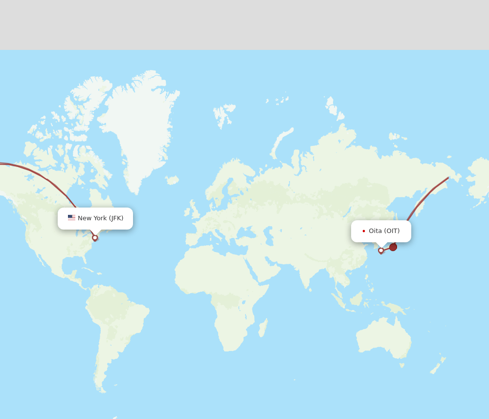 JFK to OIT flights and routes map