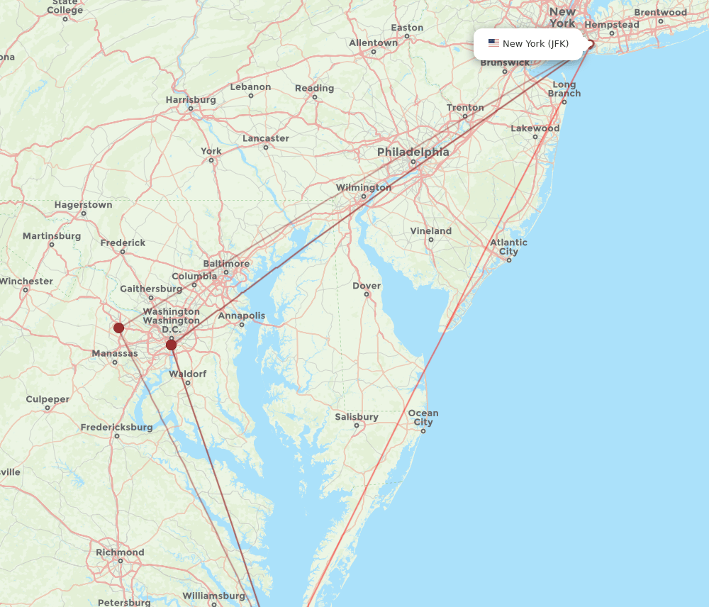 JFK-ORF flight routes