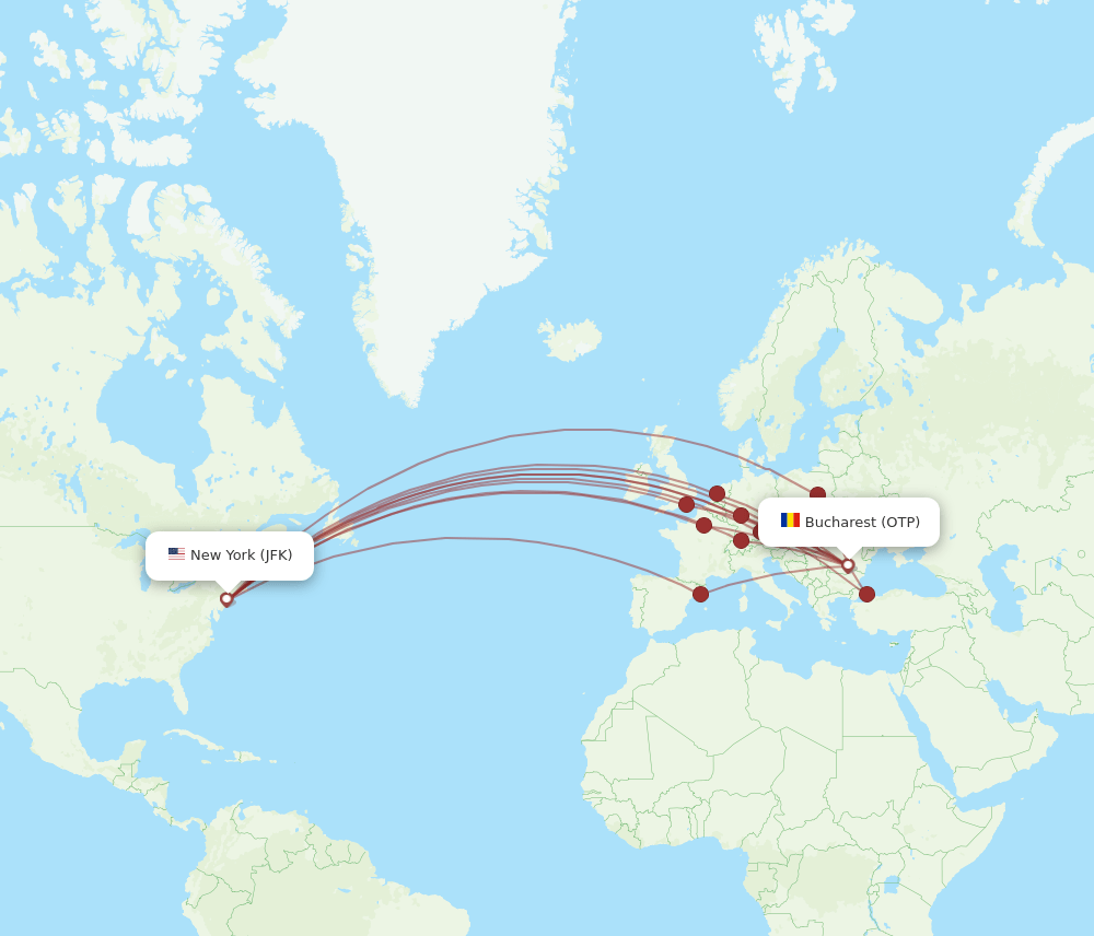 JFK-OTP flight routes