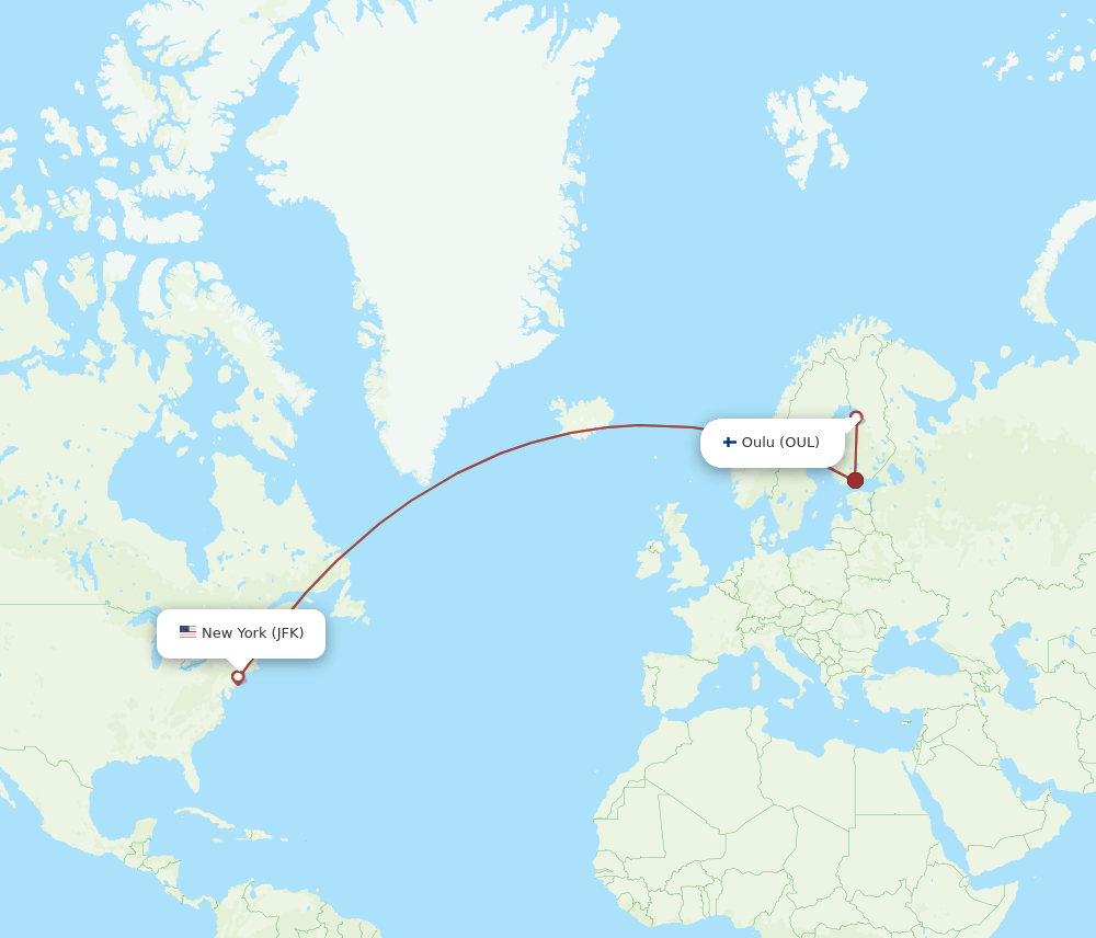 JFK-OUL flight routes