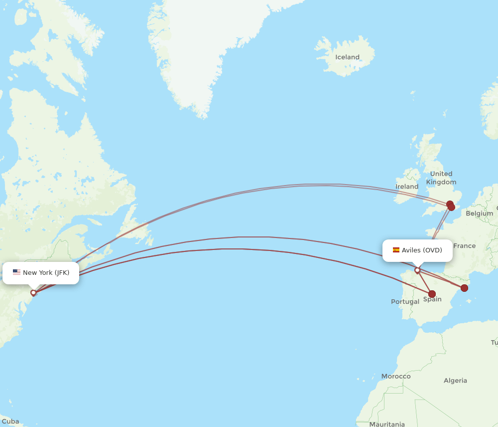 JFK-OVD flight routes