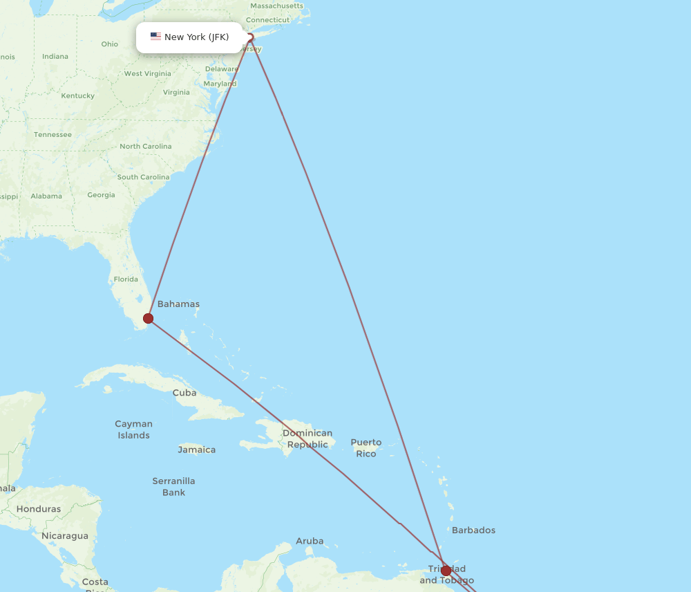 JFK-PBM flight routes