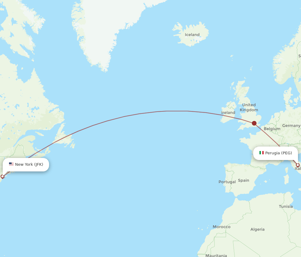 JFK-PEG flight routes