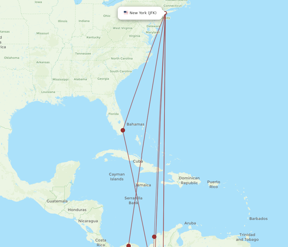 JFK-PEI flight routes