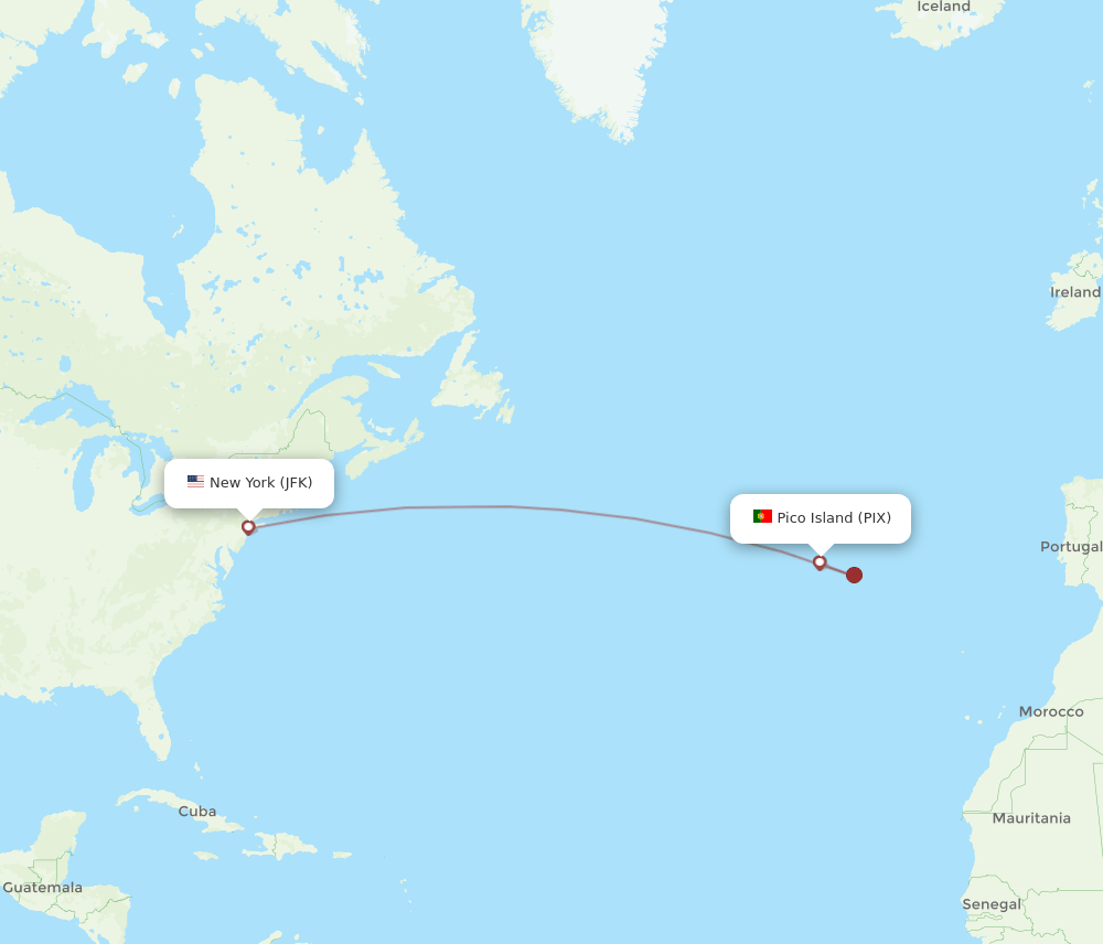 JFK-PIX flight routes