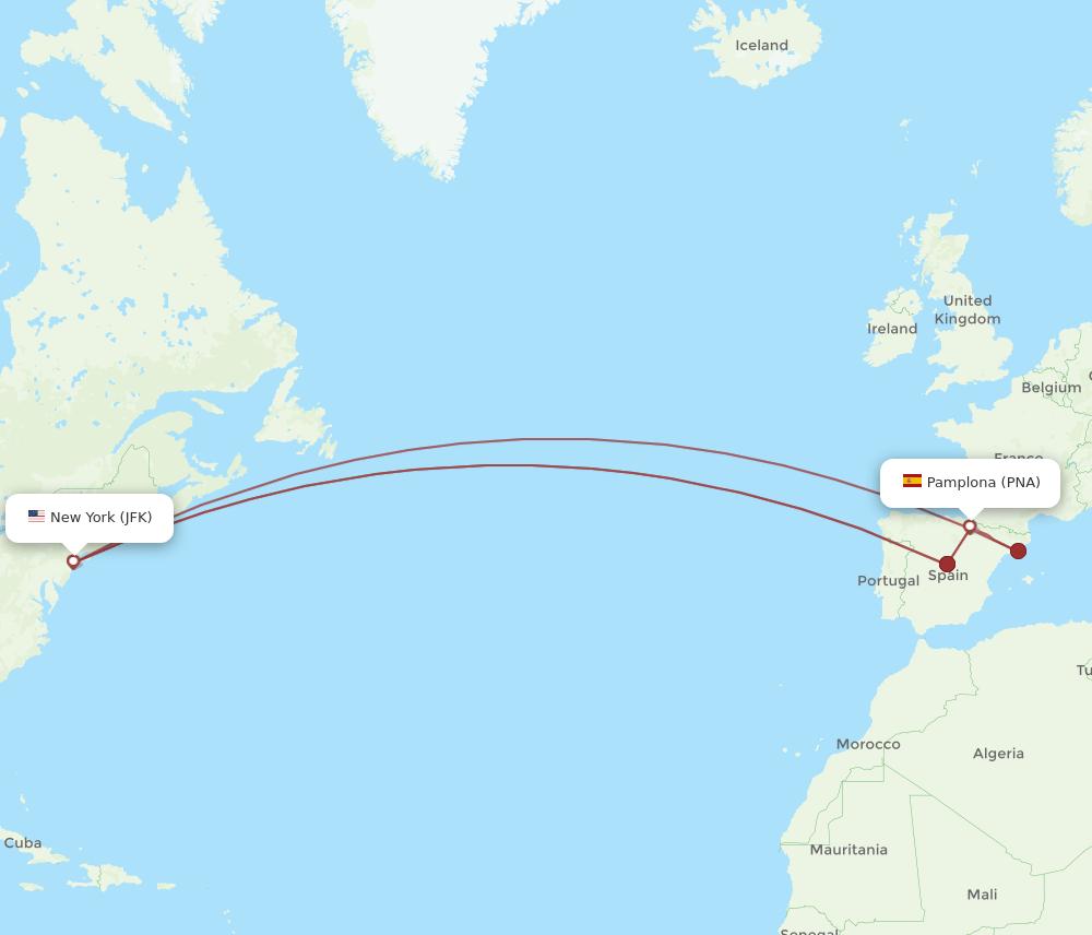 JFK-PNA flight routes