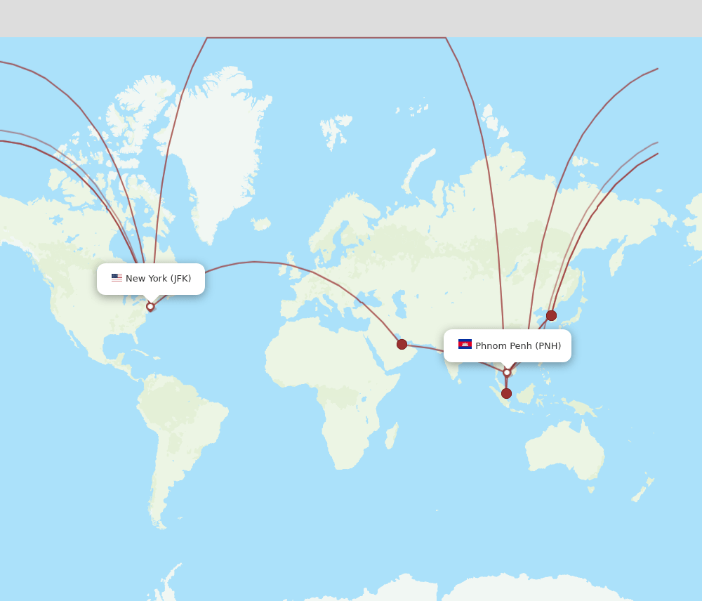 JFK-PNH flight routes