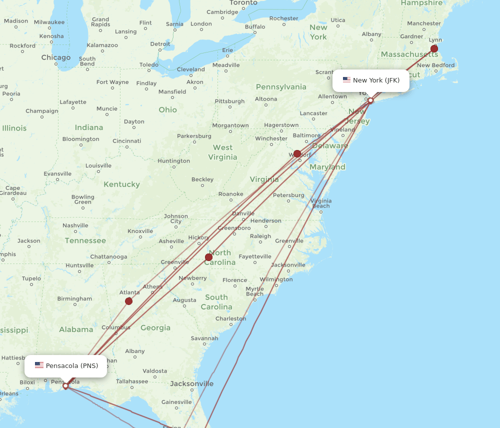 JFK-PNS flight routes