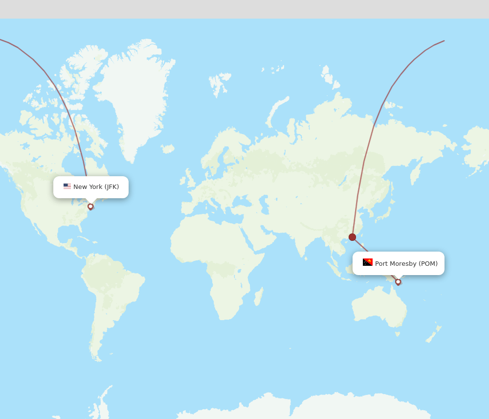 POM to JFK flights and routes map
