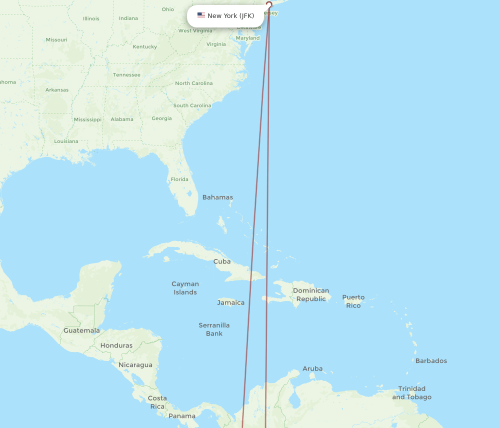 JFK-PSO flight routes