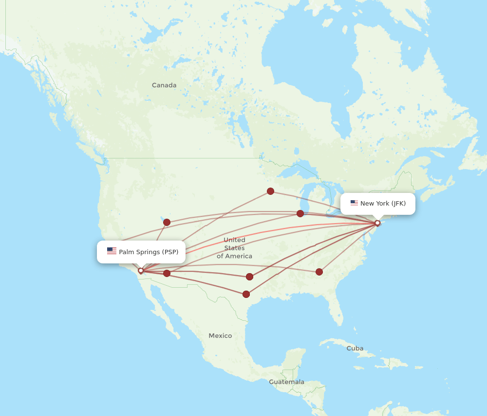 JFK-PSP flight routes