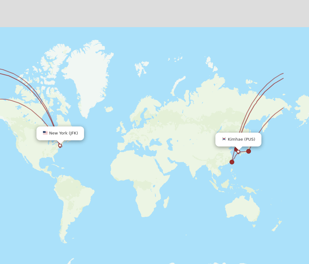 JFK-PUS flight routes
