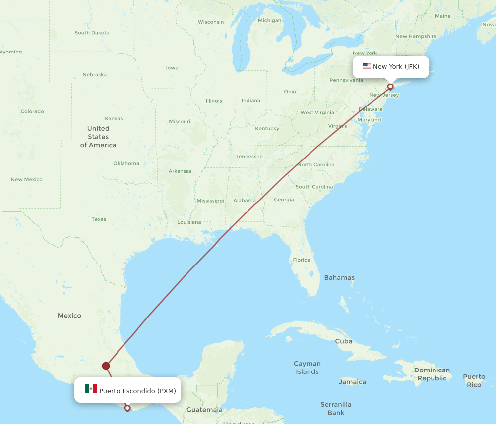 JFK-PXM flight routes