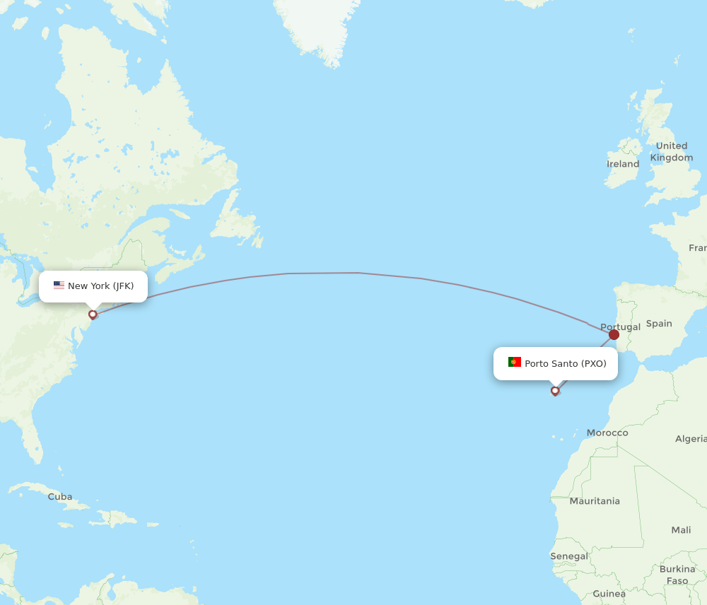 JFK-PXO flight routes