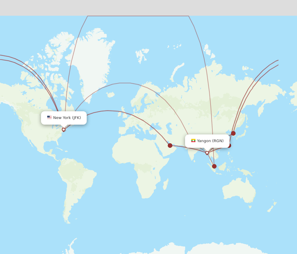 JFK-RGN flight routes