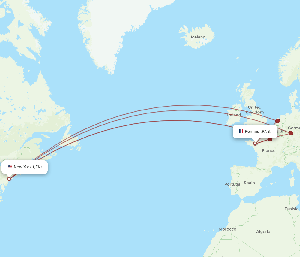 JFK-RNS flight routes
