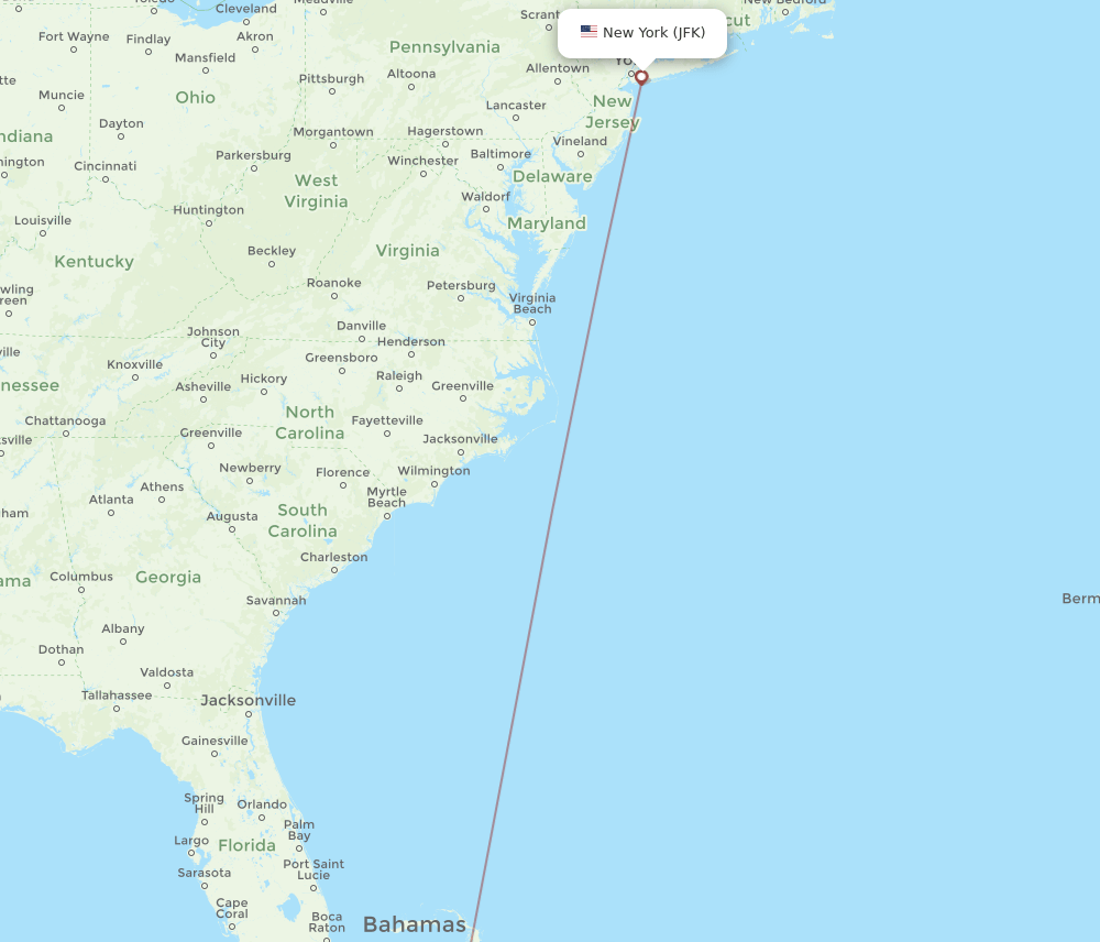 JFK-RSD flight routes