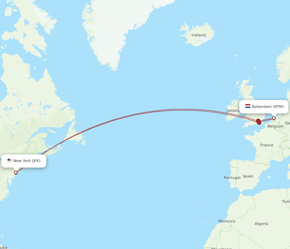 JFK-RTM flight routes