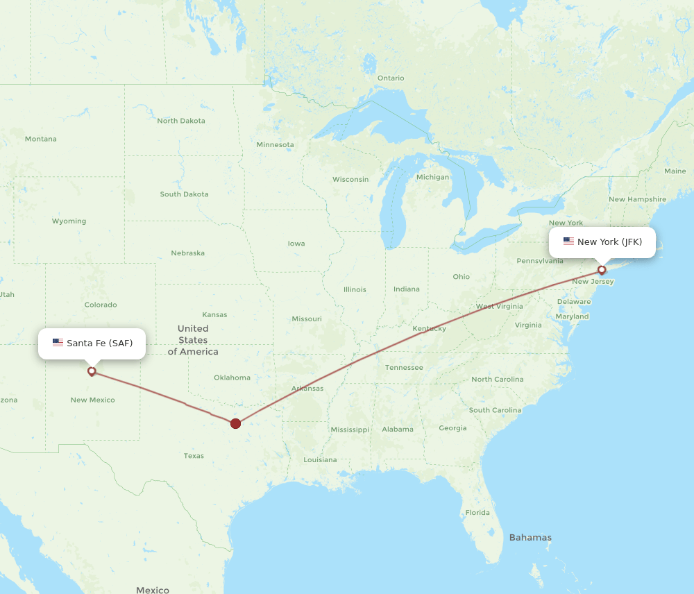 JFK-SAF flight routes