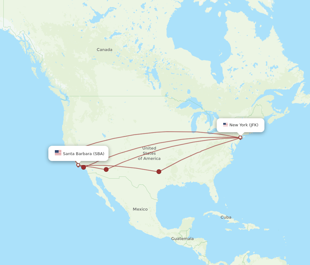 JFK-SBA flight routes