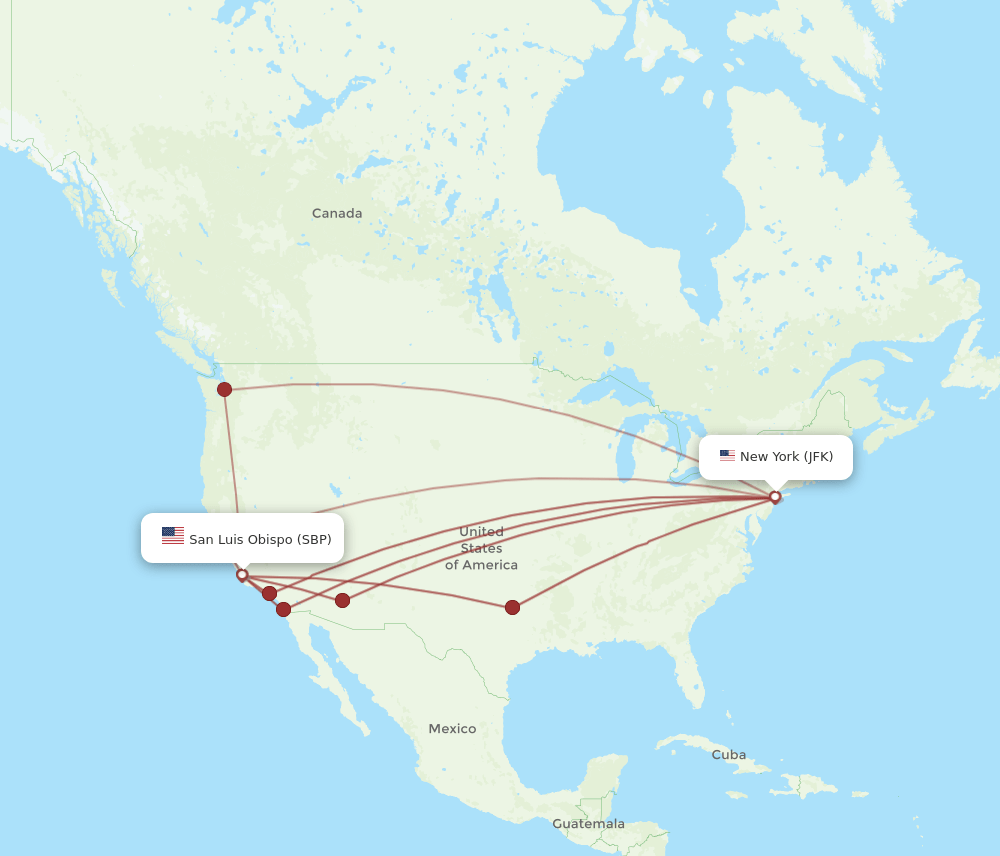 JFK-SBP flight routes