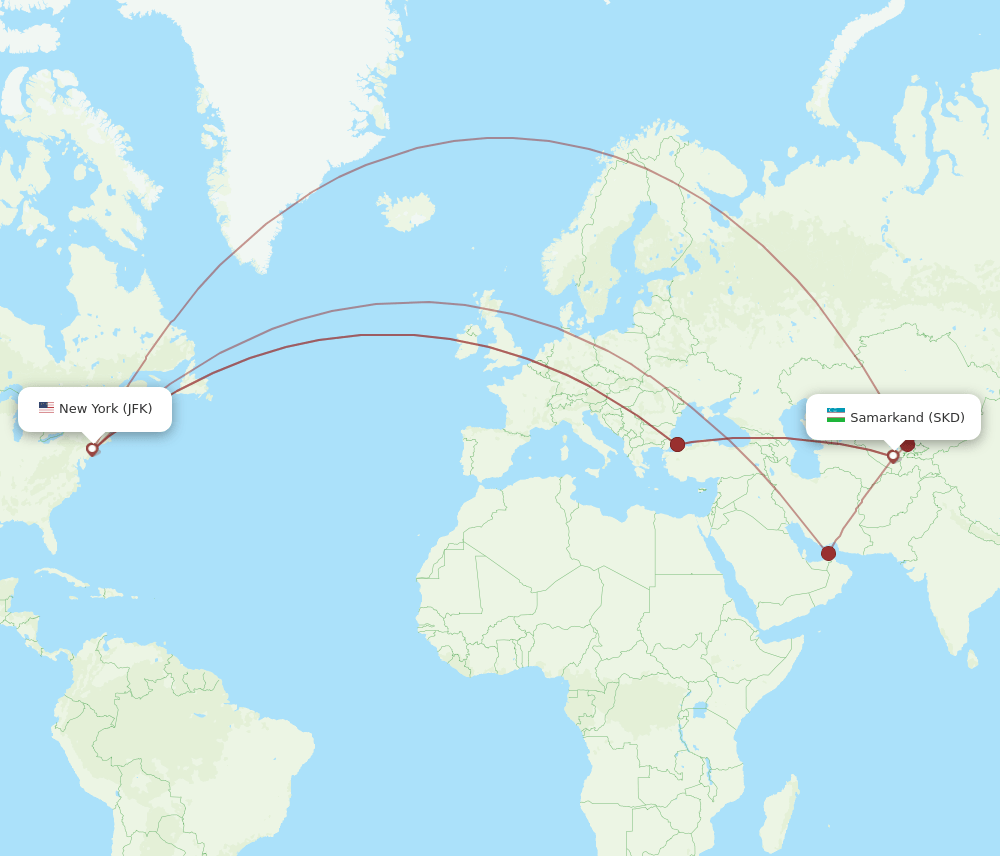 JFK-SKD flight routes