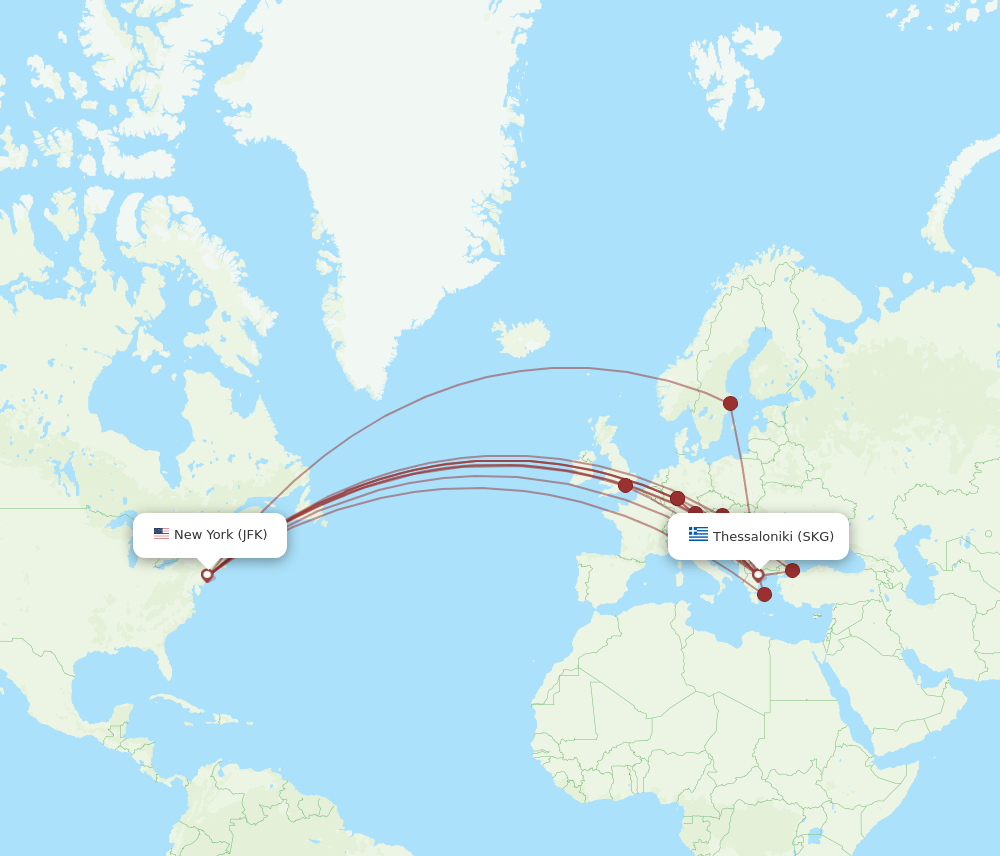 JFK-SKG flight routes