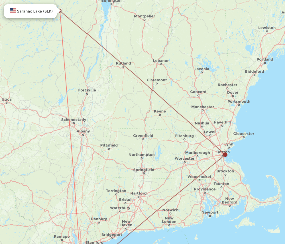 JFK-SLK flight routes