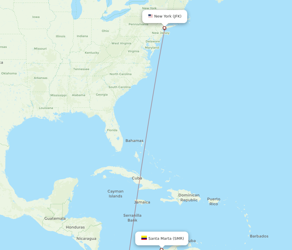 JFK-SMR flight routes