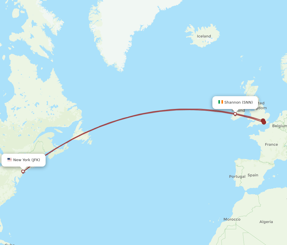 JFK-SNN flight routes