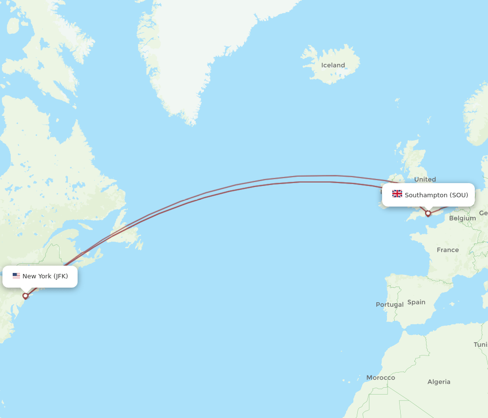 JFK-SOU flight routes