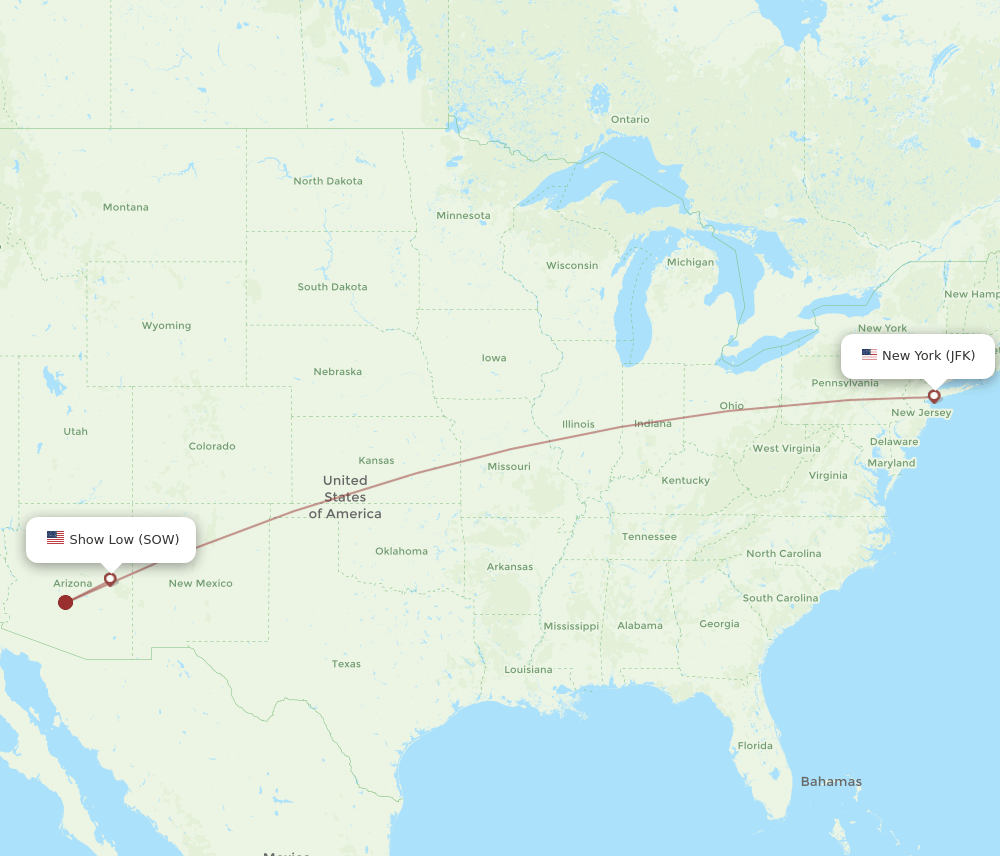 JFK-SOW flight routes