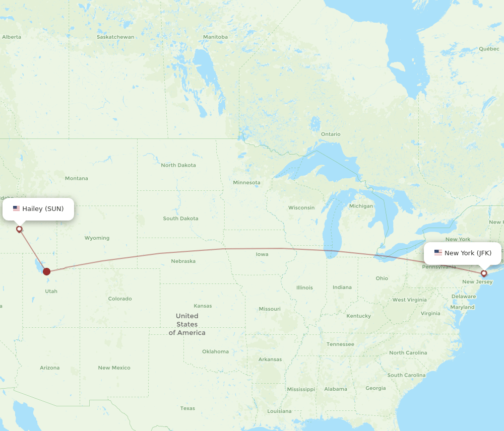 JFK-SUN flight routes